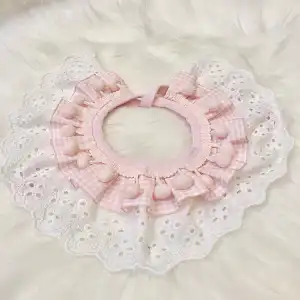Pink Series Pet Lace Cat Scarf(PINK BELL)