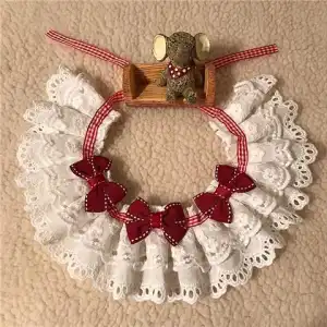 Red Lace Pet Snood(Three Bow)