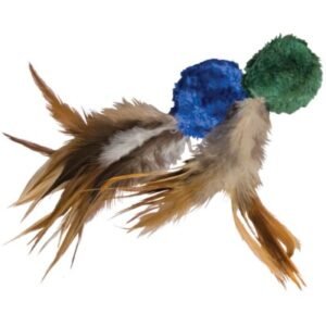 Crinkle Ball With Feathers Cat Toy