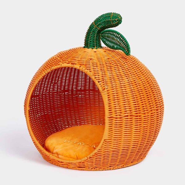 vetreska-tangerine-rattan-bed-for-cats-dogs-angle.jpg GPBD-19047 Tangerine Rattan Bed For Cats & Dogs
